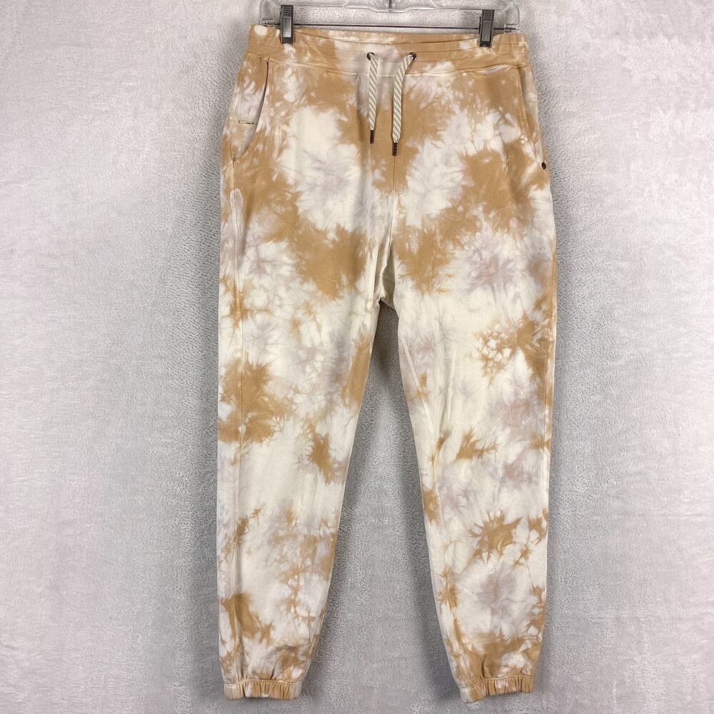 Vuori Pants Womens M Beige Tan Tie Dye Laguna Joggers Drawstring Preppy Workout